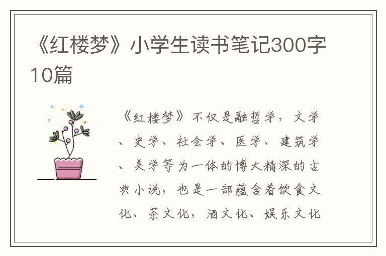 《紅樓夢》小學生讀書筆記300字10篇