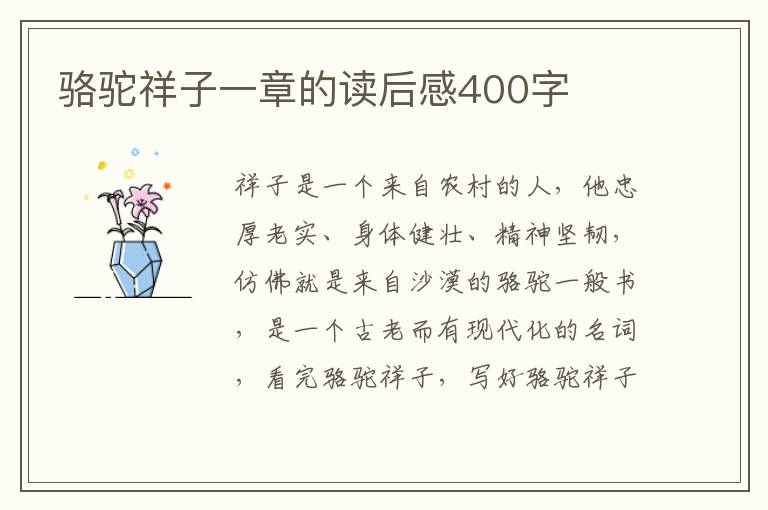 駱駝祥子一章的讀后感400字