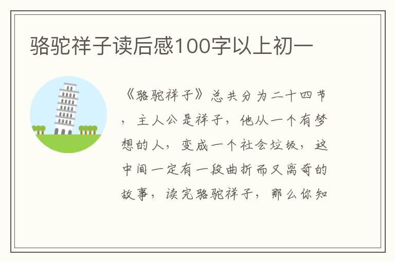 駱駝祥子讀后感100字以上初一