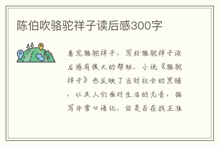 陳伯吹駱駝祥子讀后感300字