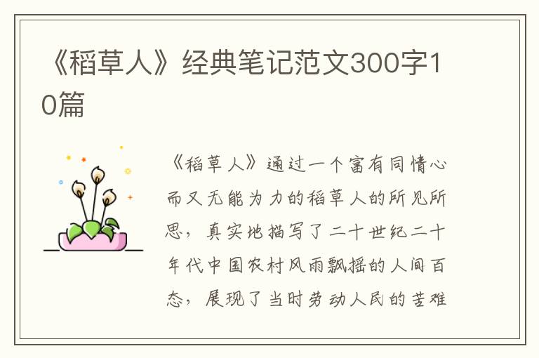 《稻草人》經(jīng)典筆記范文300字10篇