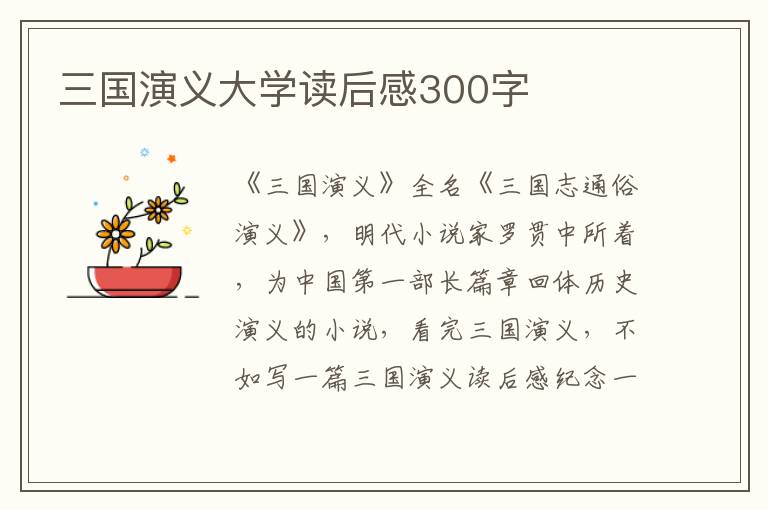 三國演義大學讀后感300字