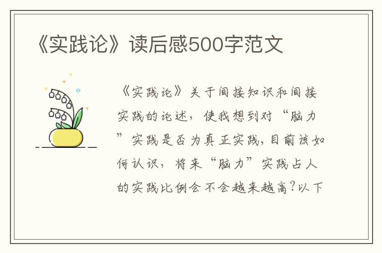 《實踐論》讀后感500字范文