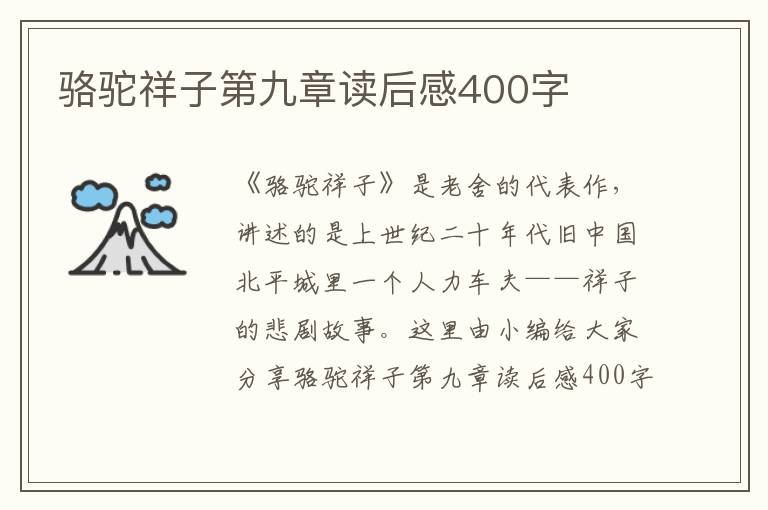 駱駝祥子第九章讀后感400字