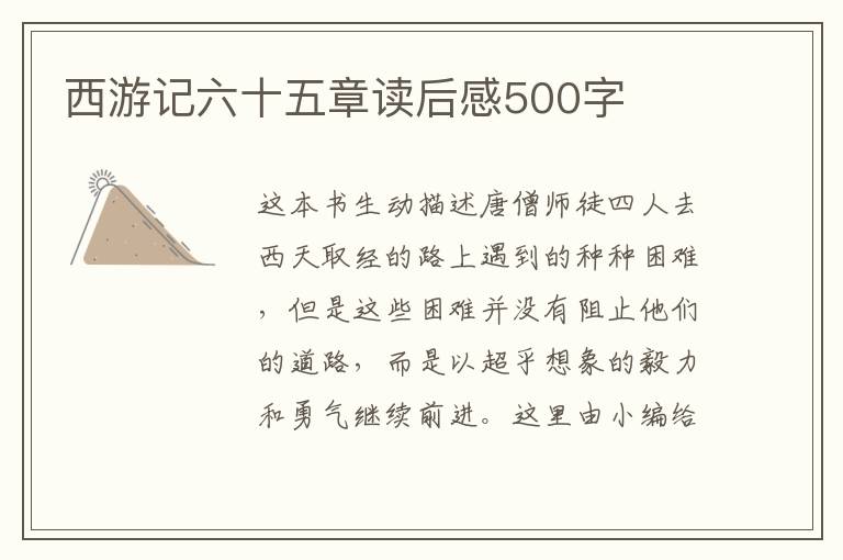 西游記六十五章讀后感500字