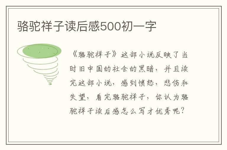 駱駝祥子讀后感500初一字