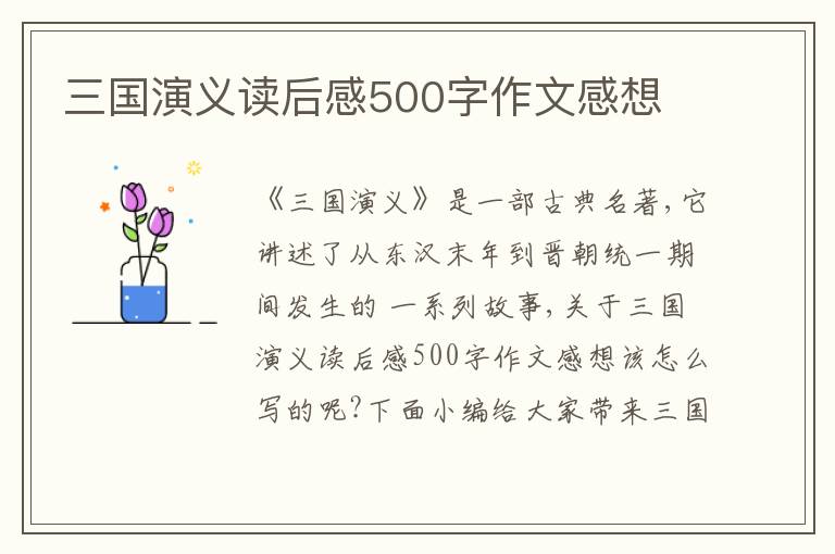 三國演義讀后感500字作文感想