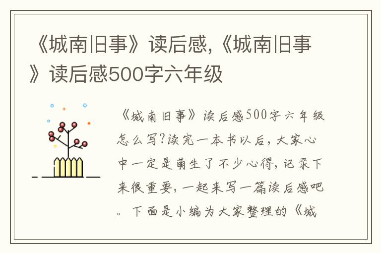 《城南舊事》讀后感,《城南舊事》讀后感500字六年級