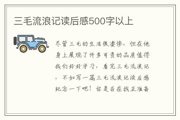 三毛流浪記讀后感500字以上