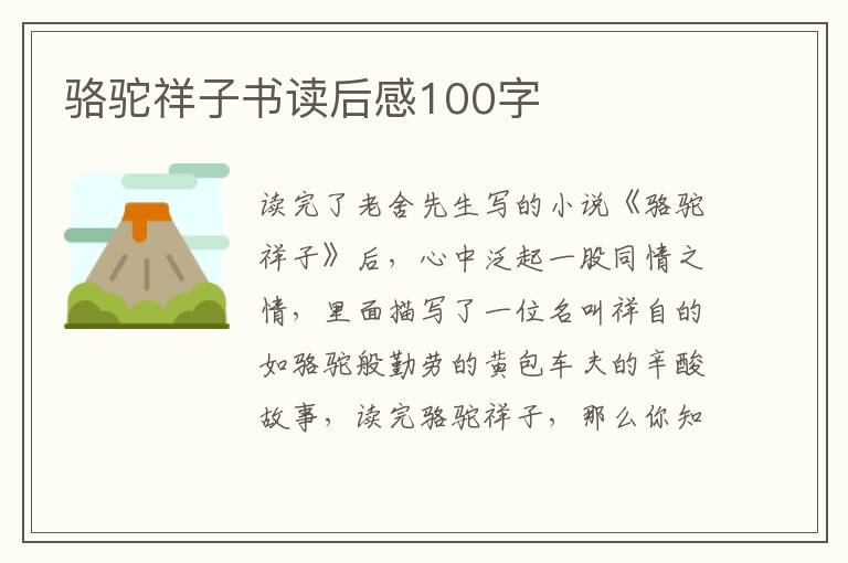 駱駝祥子書讀后感100字