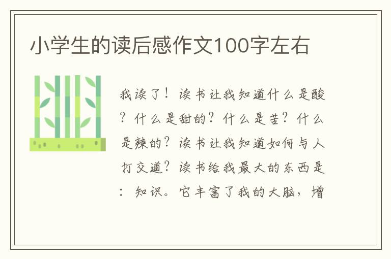 小學(xué)生的讀后感作文100字左右