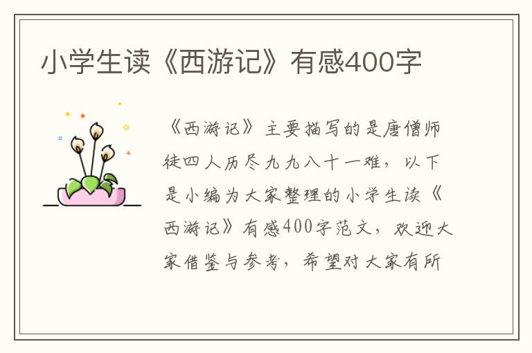 小學(xué)生讀《西游記》有感400字