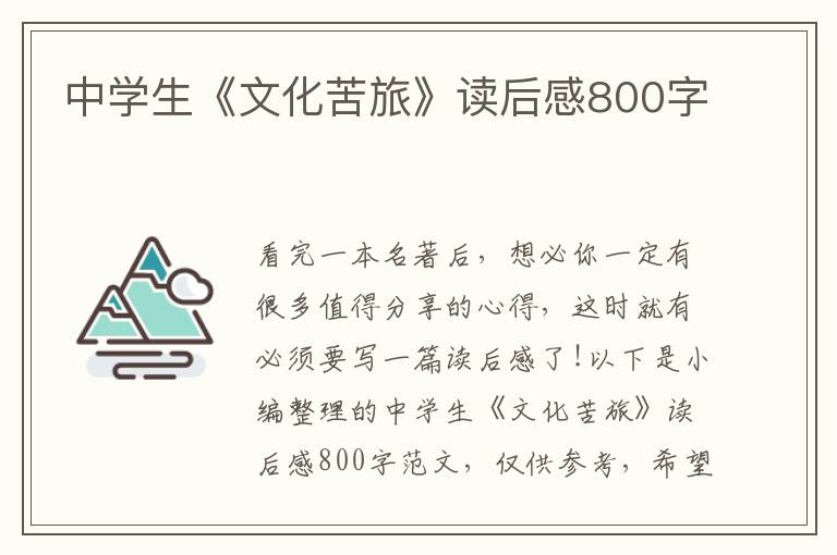 中學生《文化苦旅》讀后感800字