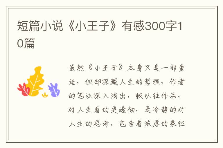 短篇小說《小王子》有感300字10篇