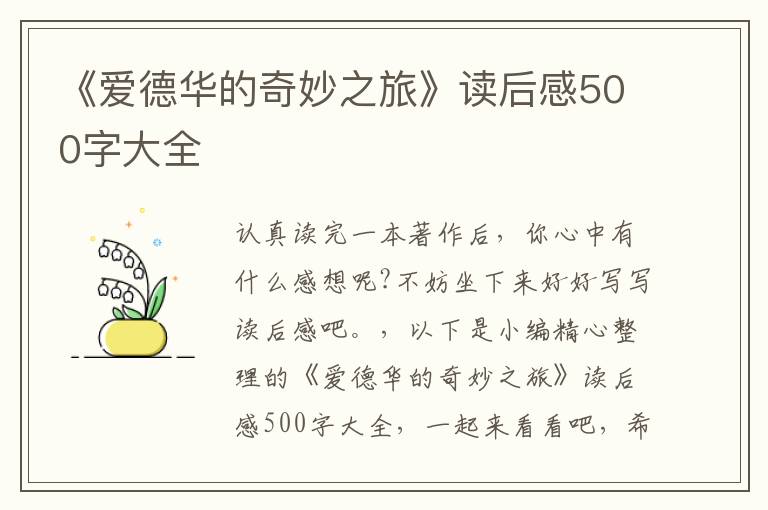 《愛德華的奇妙之旅》讀后感500字大全