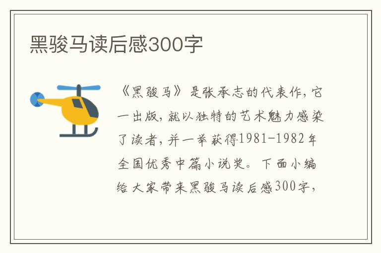 黑駿馬讀后感300字