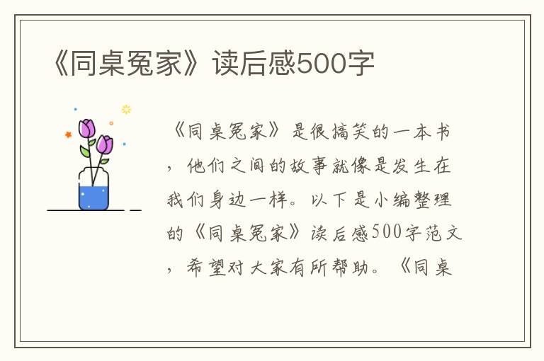 《同桌冤家》讀后感500字