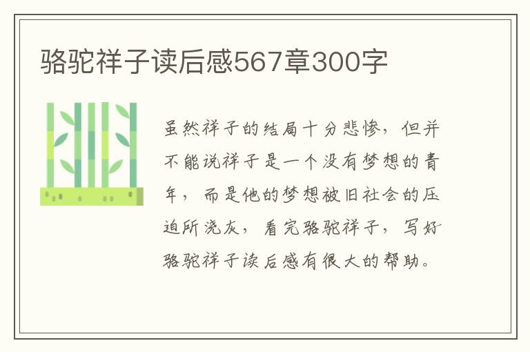 駱駝祥子讀后感567章300字