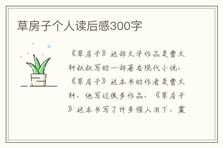 草房子個(gè)人讀后感300字