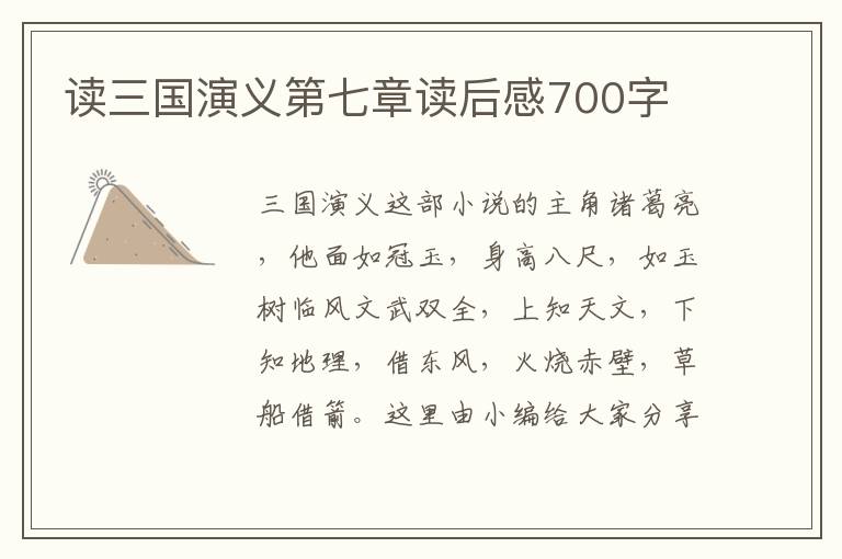 讀三國演義第七章讀后感700字