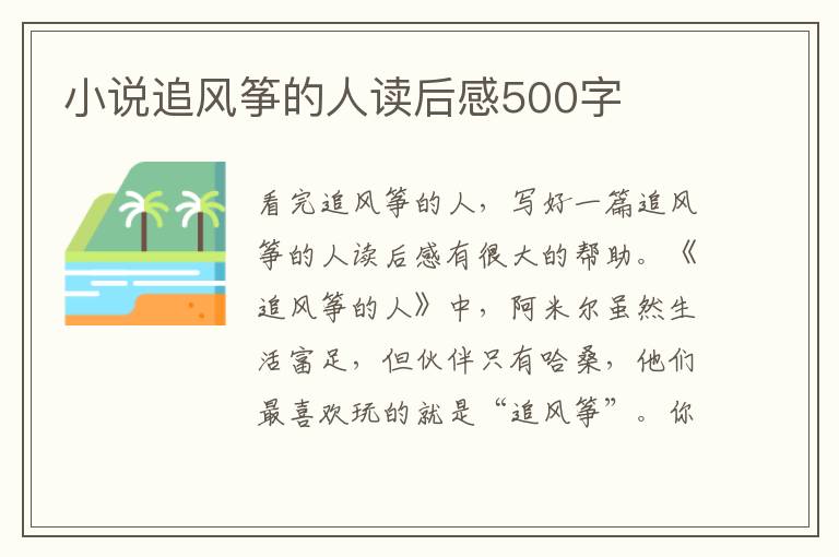 小說追風(fēng)箏的人讀后感500字