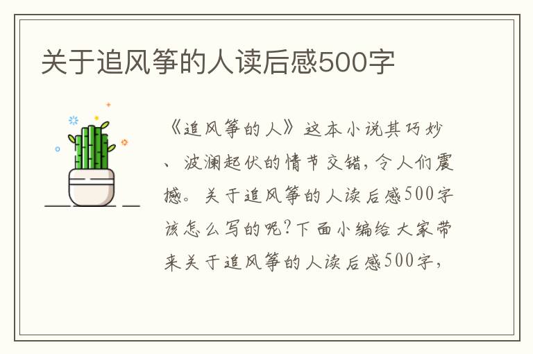 關于追風箏的人讀后感500字