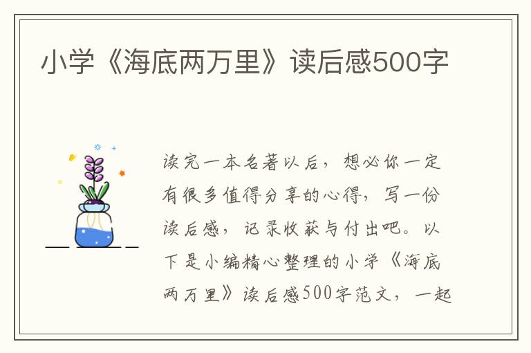 小學(xué)《海底兩萬里》讀后感500字