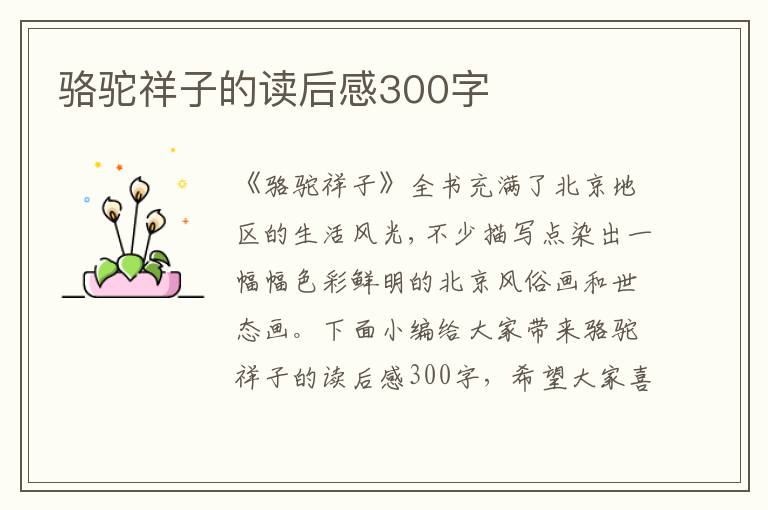 駱駝祥子的讀后感300字