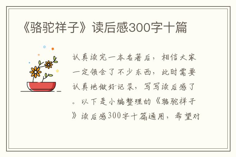 《駱駝祥子》讀后感300字十篇