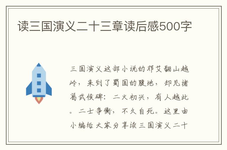 讀三國演義二十三章讀后感500字