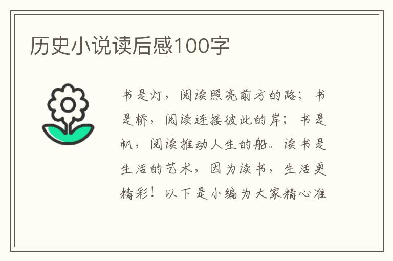 歷史小說讀后感100字