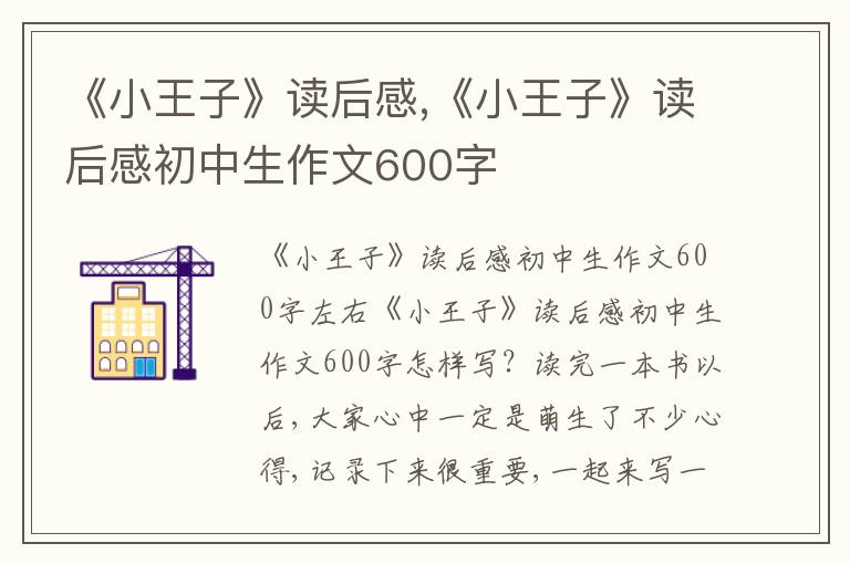 《小王子》讀后感,《小王子》讀后感初中生作文600字