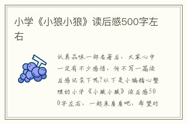 小學(xué)《小狼小狼》讀后感500字左右