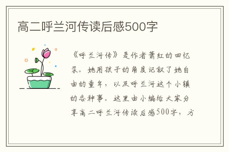 高二呼蘭河傳讀后感500字