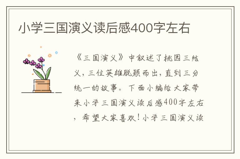 小學(xué)三國演義讀后感400字左右