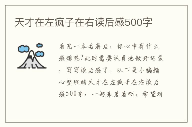 天才在左瘋子在右讀后感500字