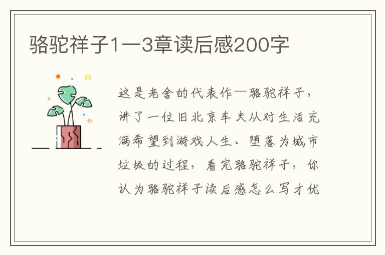 駱駝祥子1一3章讀后感200字