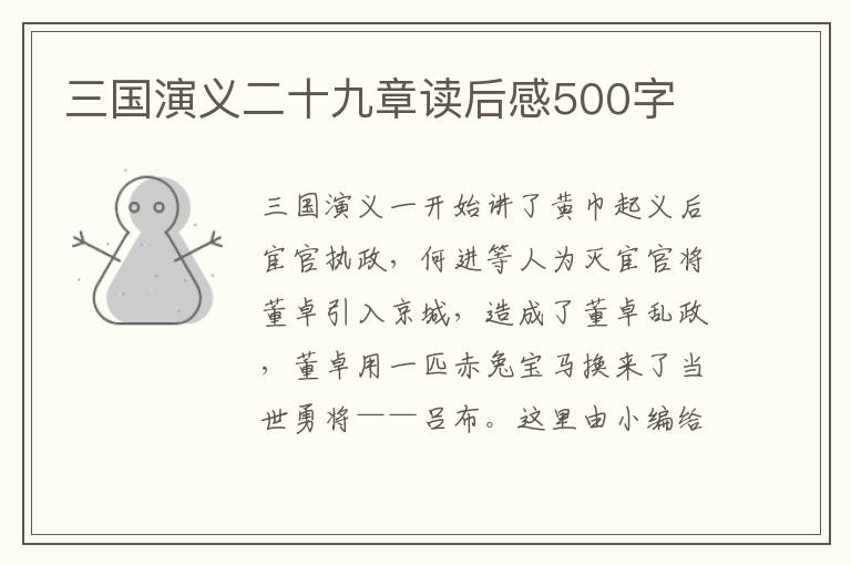 三國演義二十九章讀后感500字