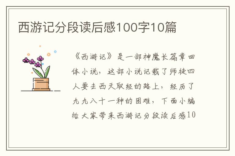 西游記分段讀后感100字10篇