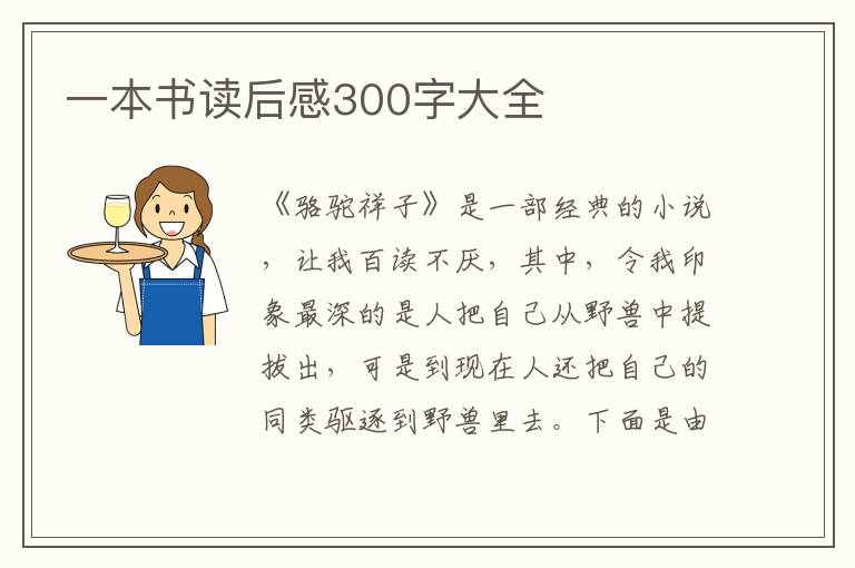 一本書讀后感300字大全