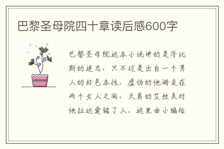 巴黎圣母院四十章讀后感600字