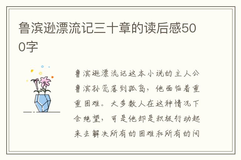 魯濱遜漂流記三十章的讀后感500字