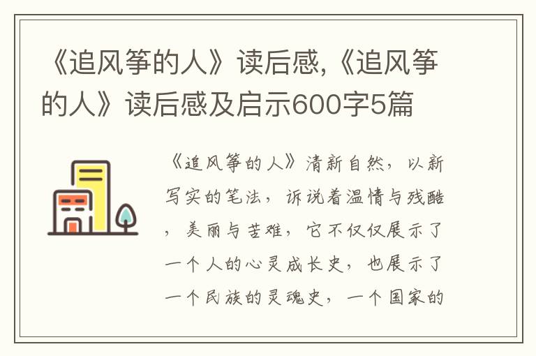 《追風箏的人》讀后感,《追風箏的人》讀后感及啟示600字5篇