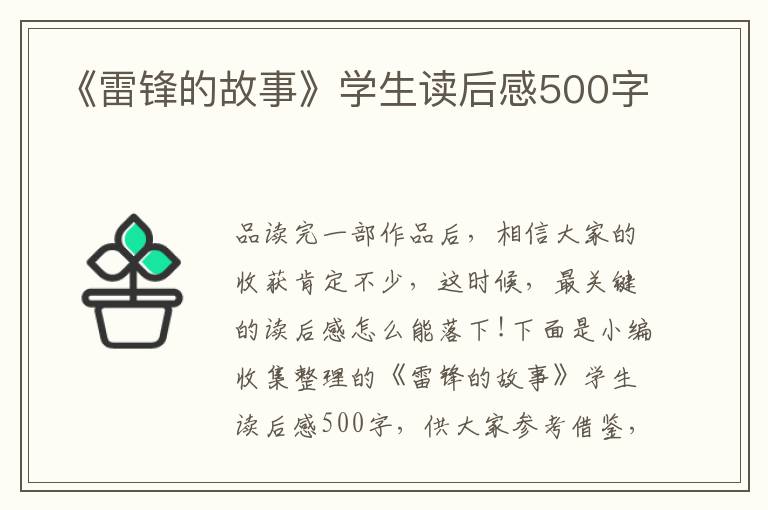 《雷鋒的故事》學(xué)生讀后感500字