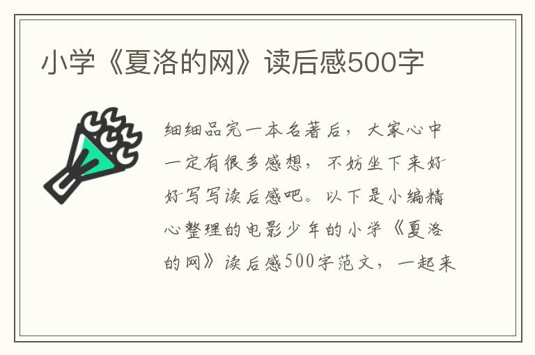 小學(xué)《夏洛的網(wǎng)》讀后感500字