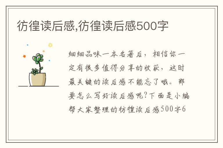 彷徨讀后感,彷徨讀后感500字