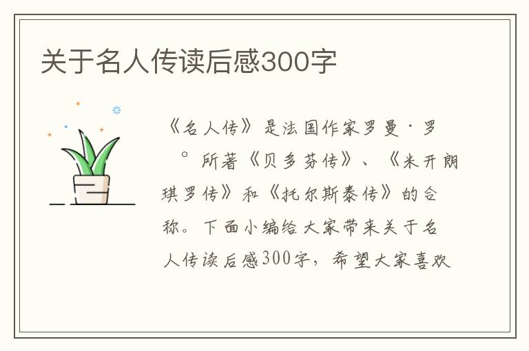 關于名人傳讀后感300字