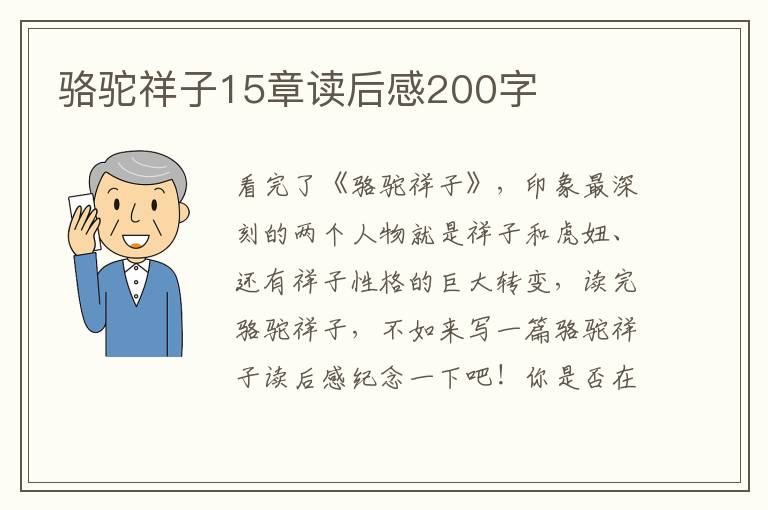 駱駝祥子15章讀后感200字