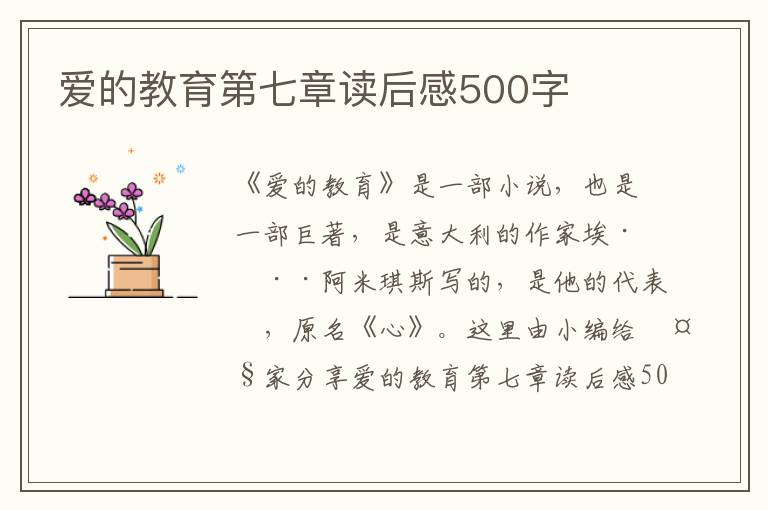 愛的教育第七章讀后感500字