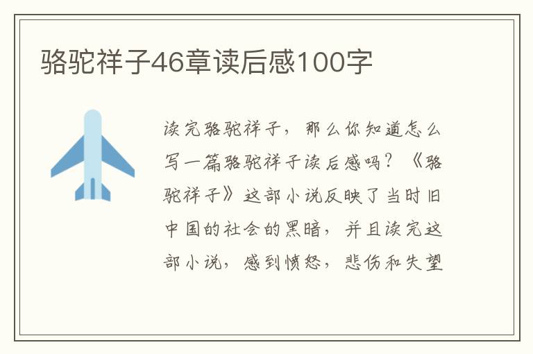 駱駝祥子46章讀后感100字